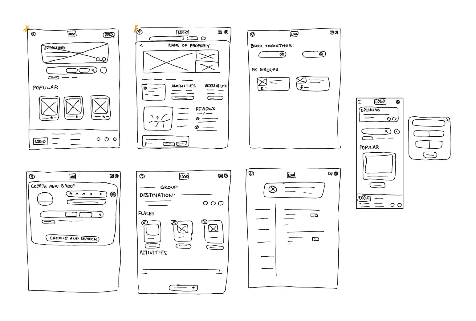 Paper wireframe of the oasis website